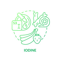 Iodine green gradient concept icon. Sea salt and seaweed. Vegan lifestyle. Source of nutrients abstract idea thin line illustration. Isolated outline drawing. Myriad Pro-Bold font used