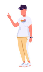 LGBT rights activist semi flat color vector character. Posing figure. Full body person on white. Generation z representative. Simple cartoon style illustration for web graphic design and animation