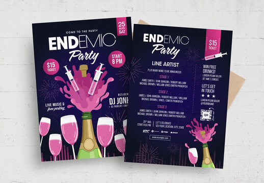 Club Flyer Layout with Covid Vaccine Endemic Medical Theme
