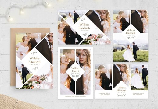 Minimal Wedding Photography Photographer Photo Collage Layout Postcard