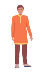 Male war victim waiting for evacuation semi flat color vector character. Pessimistic figure. Full body person on white. Simple cartoon style illustration for web graphic design and animation