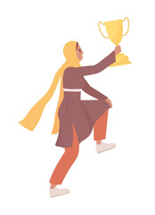 Victorious female leader semi flat color vector character. Posing figure. Women empowerment. Full body person on white. Simple cartoon style illustration for web graphic design and animation