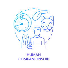 Human companionship blue gradient concept icon. Cat wellness abstract idea thin line illustration. Animal companion. Psychological help. Isolated outline drawing. Myriad Pro-Bold font used