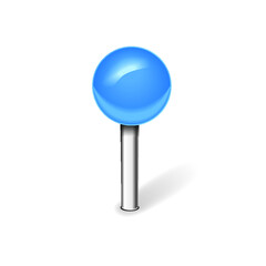 Blue pin isolated on a white background