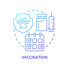 Vaccination blue gradient concept icon. Bringing new cat home tip abstract idea thin line illustration. Protection against fatal disease. Isolated outline drawing. Myriad Pro-Bold font used