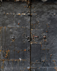 Rusty black iron door at the city of Tulln, Austria