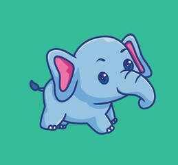 cute baby elephant. isolated cartoon animal illustration. Flat Style Sticker Icon Design Premium Logo vector. Mascot Character
