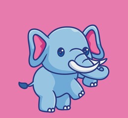 cute elephant standing. isolated cartoon animal illustration. Flat Style Sticker Icon Design Premium Logo vector. Mascot Character