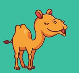 cute camel happy smile. isolated cartoon animal illustration. Flat Style Sticker Icon Design Premium Logo vector. Mascot Character