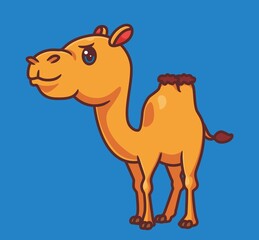 cute camel standing waiting. isolated cartoon animal illustration. Flat Style Sticker Icon Design Premium Logo vector. Mascot Character