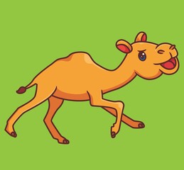 cute running camel. isolated cartoon animal illustration. Flat Style Sticker Icon Design Premium Logo vector. Mascot Character