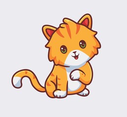 cute orange cat sitting happy expression. isolated cartoon animal illustration. Flat Style Sticker Icon Design Premium Logo vector. Mascot Character