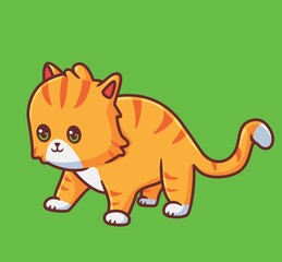 cute cat idle for observation. isolated cartoon animal illustration. Flat Style Sticker Icon Design Premium Logo vector. Mascot Character