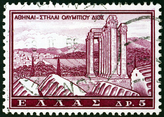 Postage stamp Greece 1961 Temple of Zeus, Athens