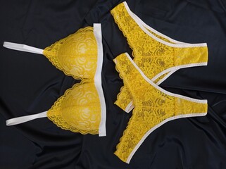 Women's underwear in yellow on a white background.