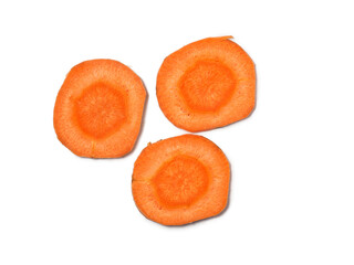 Sliced ​​carrot. Carrot slices on a white background. Vegetarian food. Vitamins.