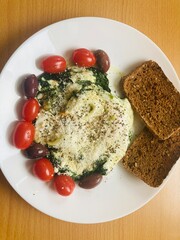 Healthy food, Spinach and egg