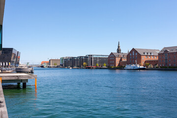 Obraz premium Denmark Copenhagen canal modern residential architecture Europe 