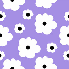 Seamless pattern with flowers. Spring flower. Seamless wallpaper with flowers. Cartoon style vector illustration.