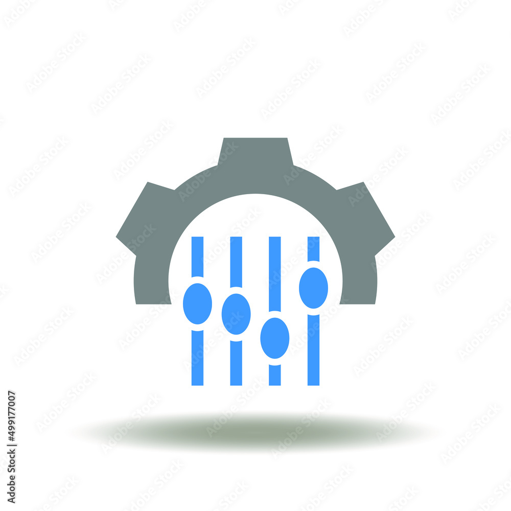 Poster vector illustration of gear with adjustment or settings panel. icon of customize. symbol of customiz
