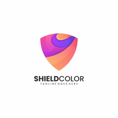 Vector Logo Illustration Shield Gradient Colorful Style.