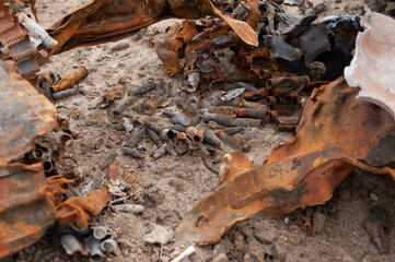 cartridges detonated in a Russian tank that burned under fire from the Ukrainian army