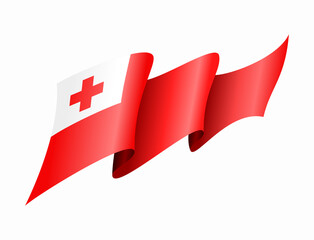 Tonga flag wavy abstract background. Vector illustration.