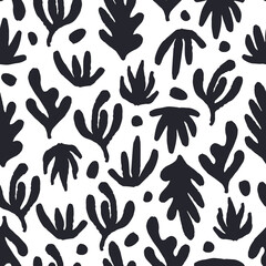 Obraz na płótnie Canvas Abstract black and white seamless pattern, digital vector background. Fun contemporary modern repeating background.