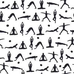 Abstract people black and white seamless pattern, digital vector background. Fun contemporary modern repeating background.