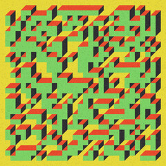 Implementation of Edward Zajec’s “Il Cubo” from 1971. Essentially a Truchet tile set of 8 tiles and rules for placement art illustration