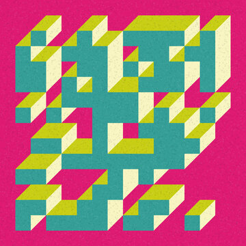 Implementation of Edward Zajec&rsquo;s &ldquo;Il Cubo&rdquo; from 1971. Essentially a Truchet tile set of 8 tiles and rules for placement art illustration