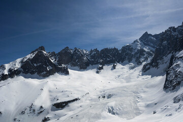 view of mont blanc massif from vallee blanche