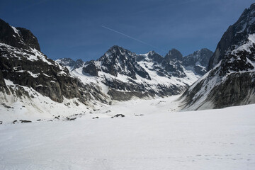 view of mont blanc massif from vallee blanche