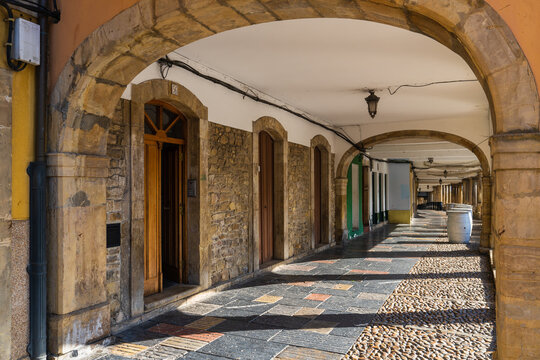 View of the popular Galiana street in the city of Aviles in Asturias.