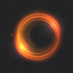 Golden circle with fire effects. Light fire effect. Vector Format
