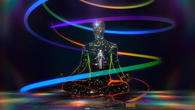 looped 3d animation journey through inner space in meditation