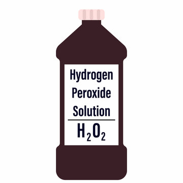 Hydrogen peroxide solution in a black big plastic bottle cartoon vector illustration isolated on a white background. 