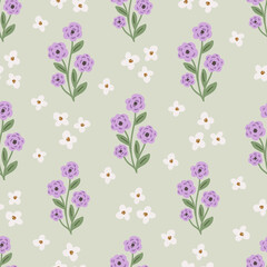 Bright feminine meadow flower seamless pattern, colorful hand drawn vector digital paper background for fabric, textile, stationery, wallpaper.
