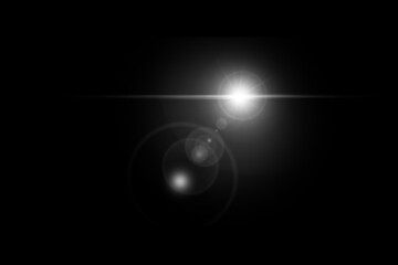 white star, sun with lens flare.