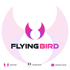 Modern Flying Bird Logo Design With Golden Ratio 