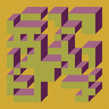 Implementation of Edward Zajec&rsquo;s &ldquo;Il Cubo&rdquo; from 1971. Essentially a Truchet tile set of 8 tiles and rules for placement art illustration