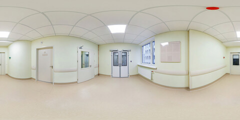 full seamless spherical hdri panorama 360 degrees angle view in interior of white empty corridor in...