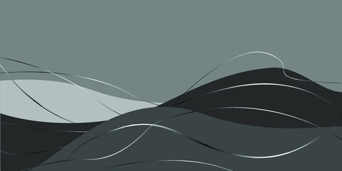 Lifht background with minimalist mountains and silver lines. Grey background