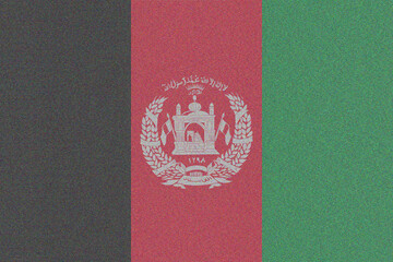 Afghanistan  flag. AF national symbol. State government banner of capital  Kabul  city. Afghanistan  patriotism logo. Nation independence AFG. Flag with art effect of noise and interference. 2D Image