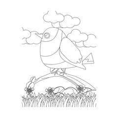 Bird Coloring Pages for Kids. Bird Coloring Page. Bird Coloring Pages. sketch drawing with doodle