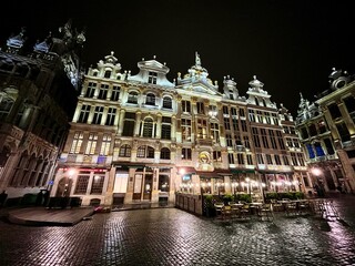 Brussels City Hall and Grand Place by night