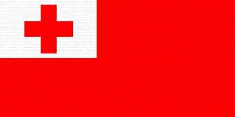 Tonga  flag. TO patriotism banner. Tonga  national symbol. State logo of capital  Nuku'alofa . Nation independence day TON. Flag with craquelure texture. 2D Image