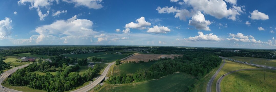 Aerial panoramic view near Ft. Wayne, Indiana, USA