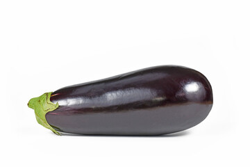 Whole raw eggplant vegetable on white background