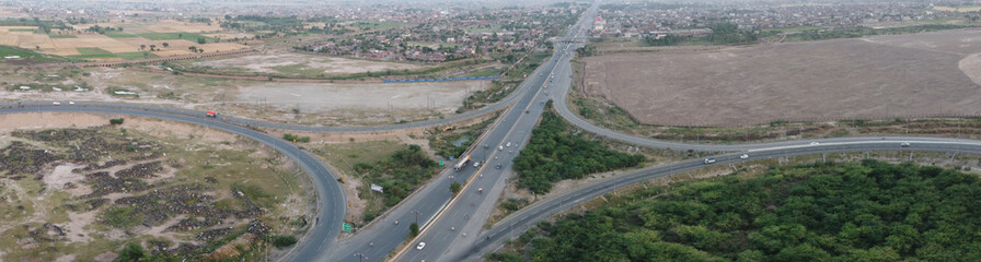 Aerial view of Lahore smart city kala shah kako motorway interchange Pakistan